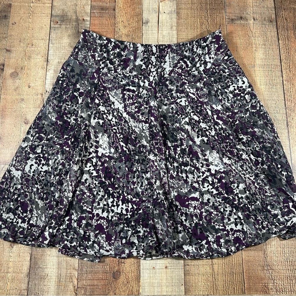 East 5th Classic Black Purple 16 Abstract Print Lined Office Skirt Business